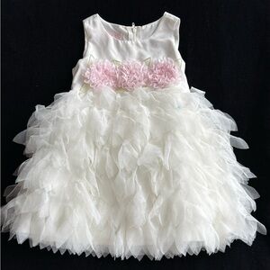 White and Pink Ruffled Dress